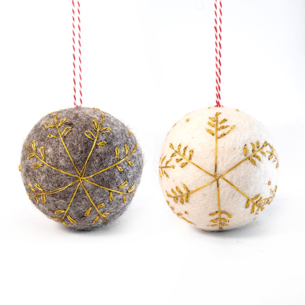 [GI-XD-SBA004] Charity Decoration Set-Felt Gold Embroidered Baubles