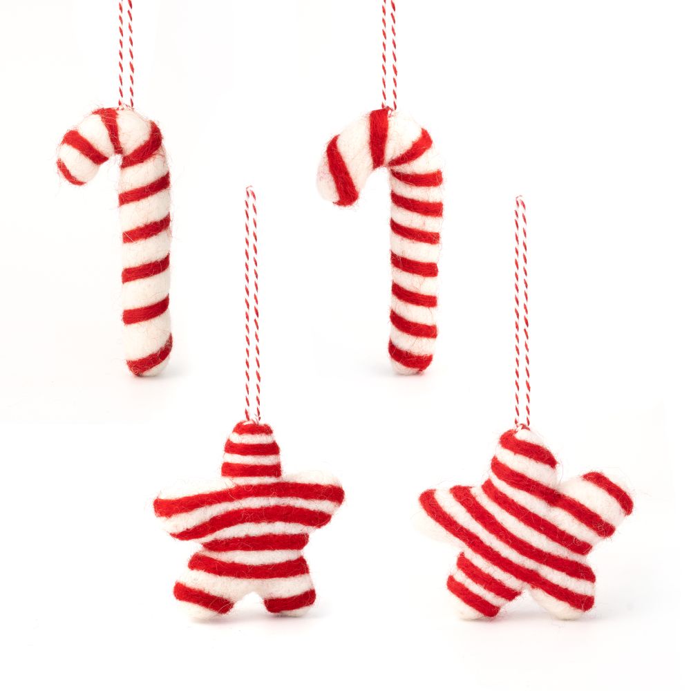 [GI-XD-SSC011] Charity Decoration Set-Felt Stars and Candy Cane