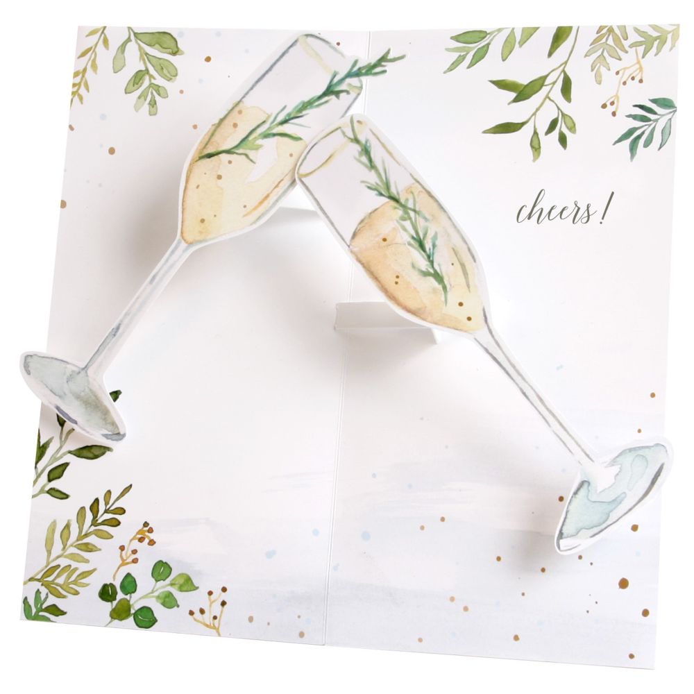 [UP-C-APB-071] 3D Pop-up Card-Champagne Toast