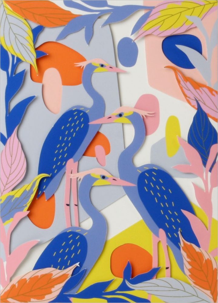 [UP-C-LA037] Layered Die-cut Card-Herons