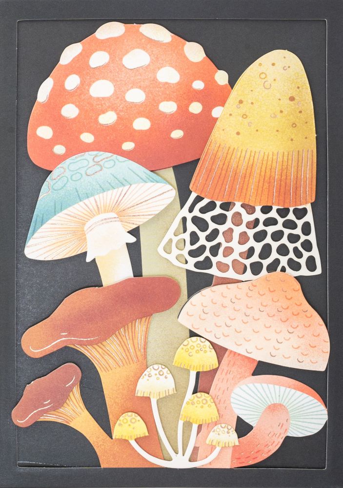 [UP-C-LA047] Layered Die-cut Card-Mushrooms