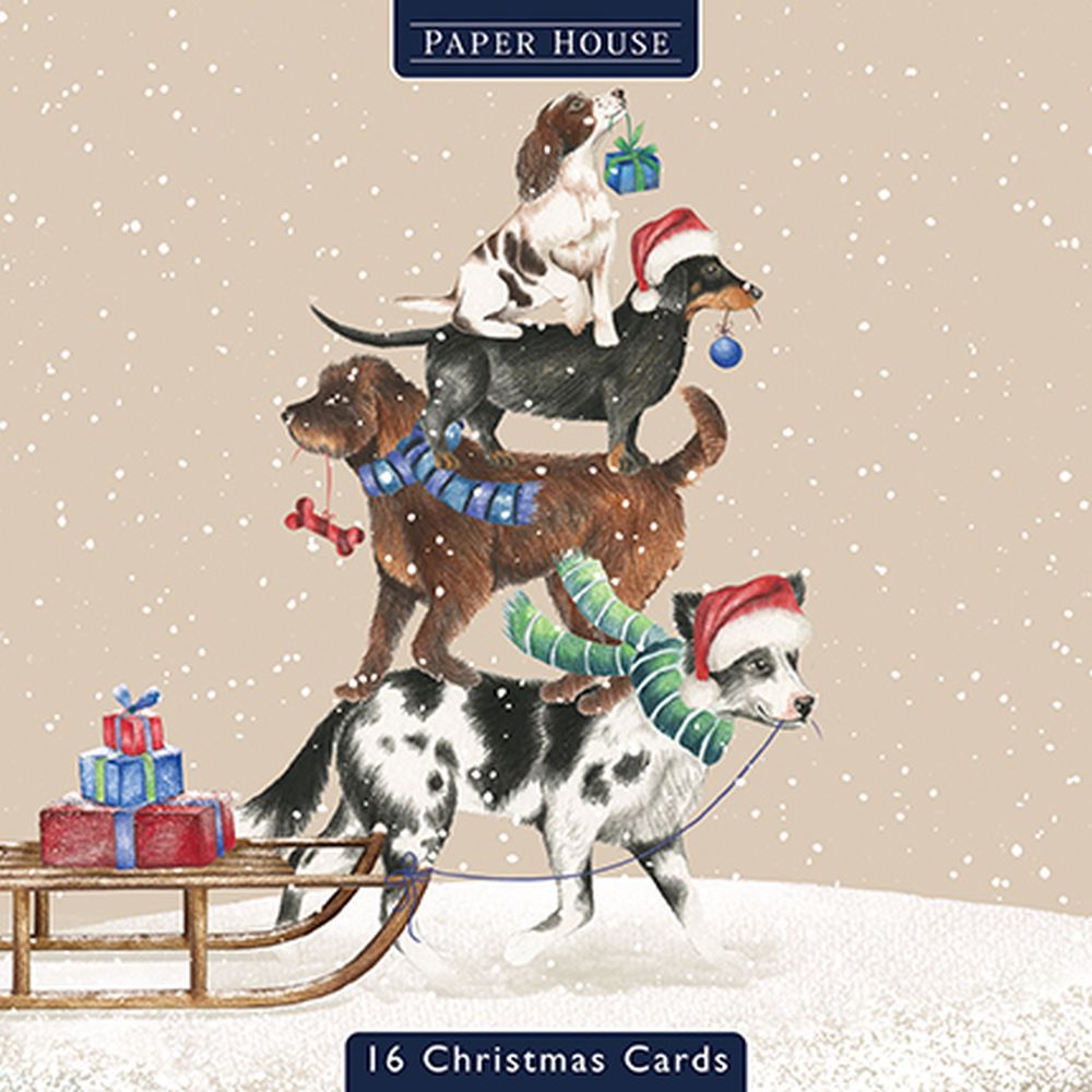 [AL-XCP-PSOP0030] Boxed Card Park of 16 (2 designs)-Christmas Dogs