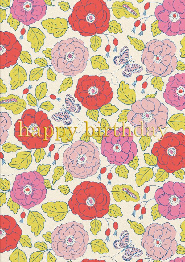[OD-C-ET9272] Foil Card-Happy Birthday Floral