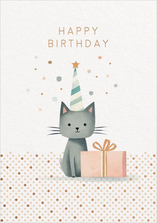 [OD-C-OD11246] Foil Card-Happy Birthday Cat