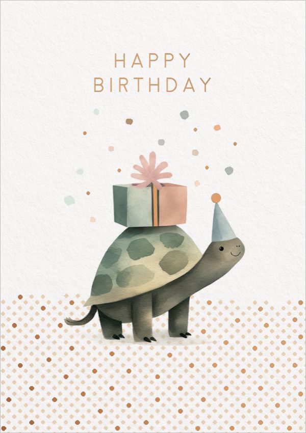 [OD-C-OD11256] Foil Card-Happy Birthday Tortoise