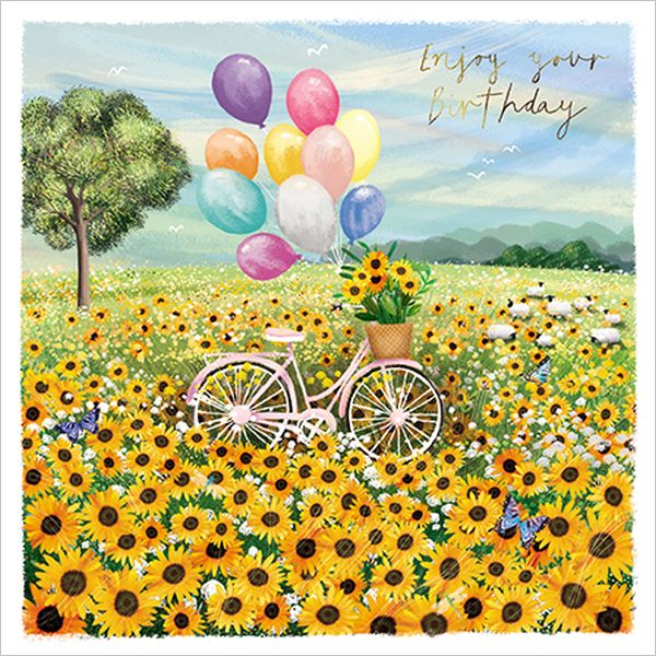 [GB-C-PST0008] Foil Card-Sunflower Bicycle