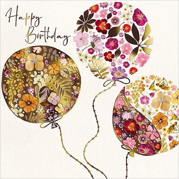 [GB-C-WF0001] Embossed Card-Pressed Flowers in Floating Balloons