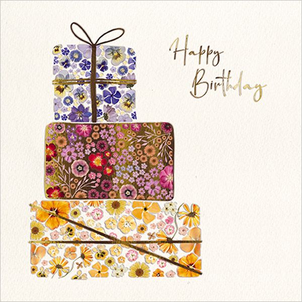 [GB-C-WF0009] Embossed Card-Stack of Floral Gifts
