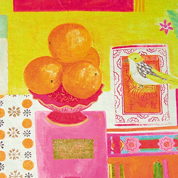 [GB-C-AJ0011] Card-Hong Kong, Oranges and Bird