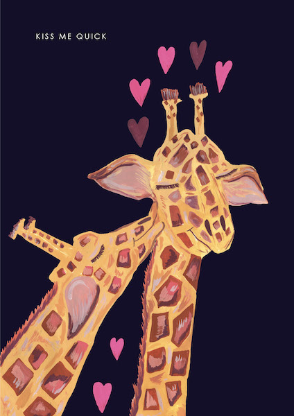 [HC-C-355] Card-Giraffe Kiss