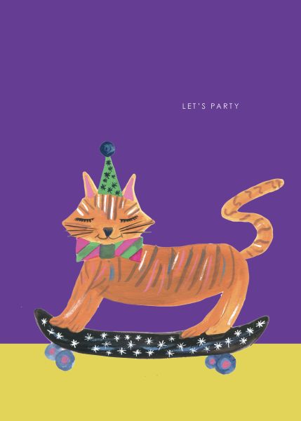 [HC-C-433] Card-Cat On Skateboard