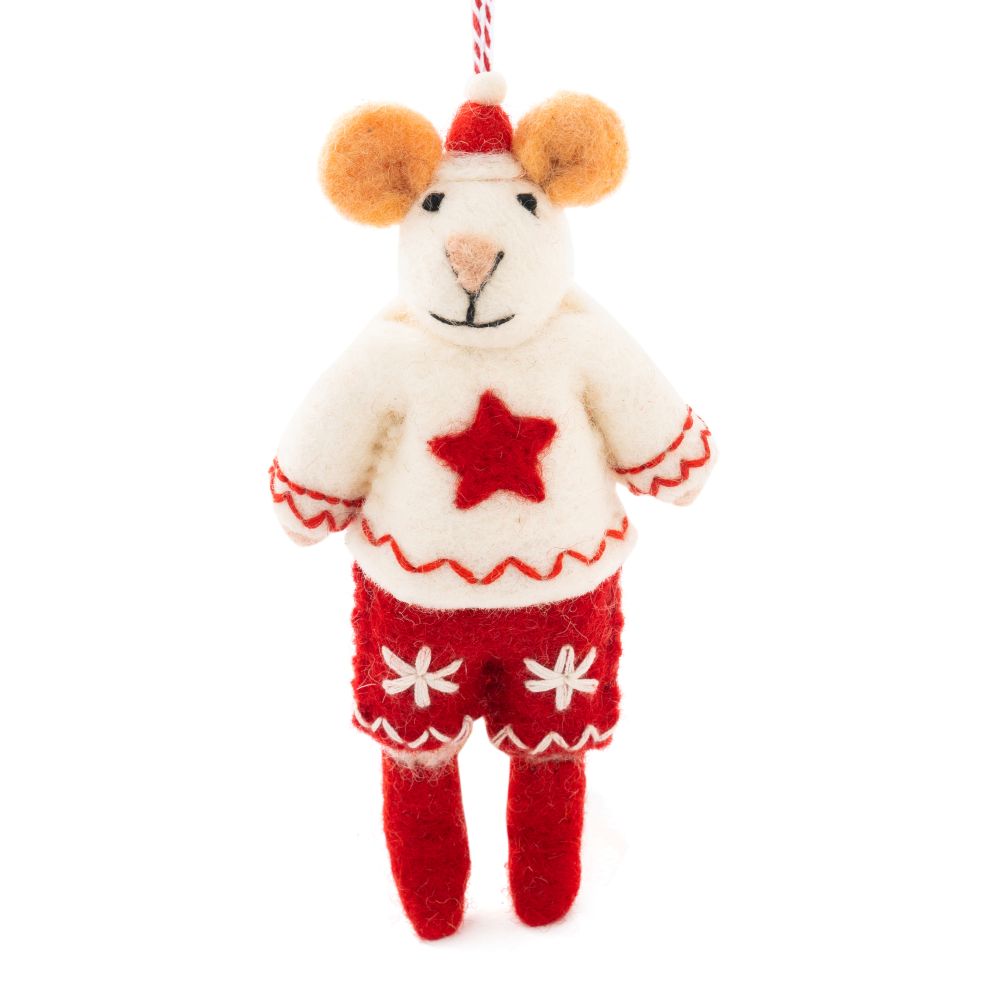[GI-XD-DMS018] Charity Decoration-Felt Mouse Micah Red