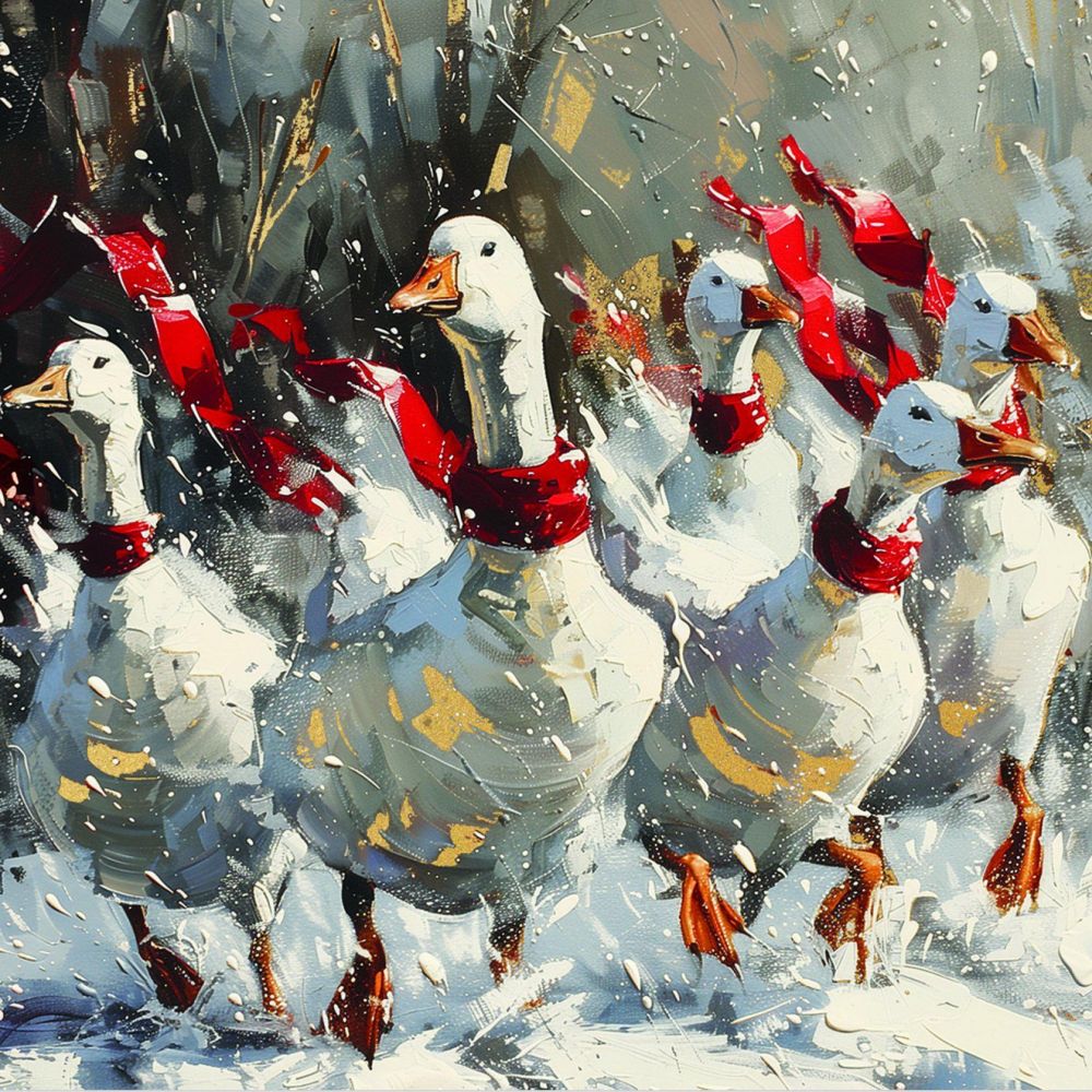 [AM-XCP-0150] Card Pack of 6-Festive Geese