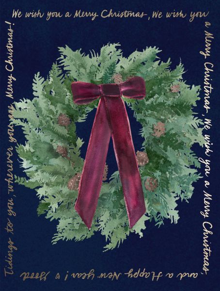 [EF-XC-0881] Foil Card-Velvet Bow Wreath 