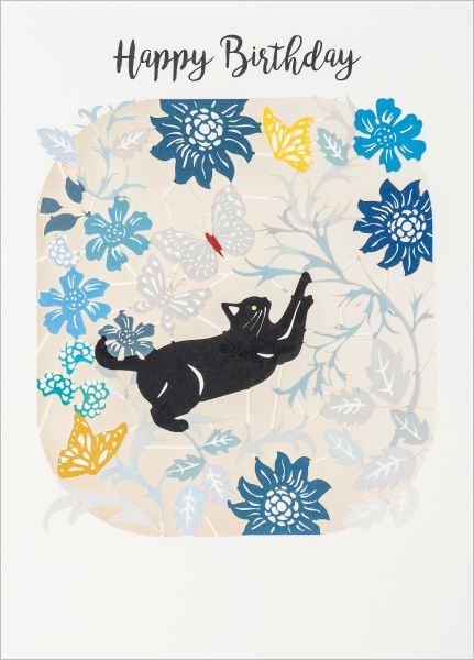 [FO-C-PP024] Laser Cut Card-Birthday Playful Cat