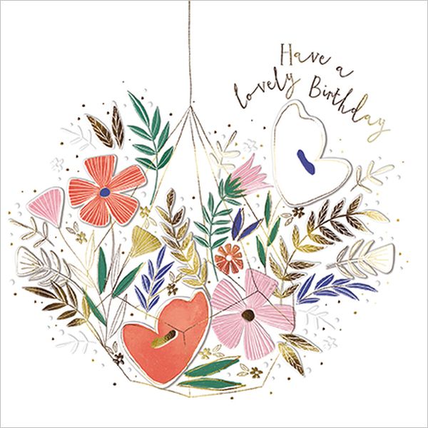 [GB-C-FSE0004] Embossed Card-Birthday Hanging Basket