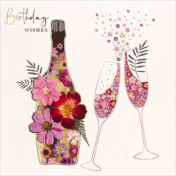 [GB-C-WF0003] Embossed Card-Bottle and Glasses