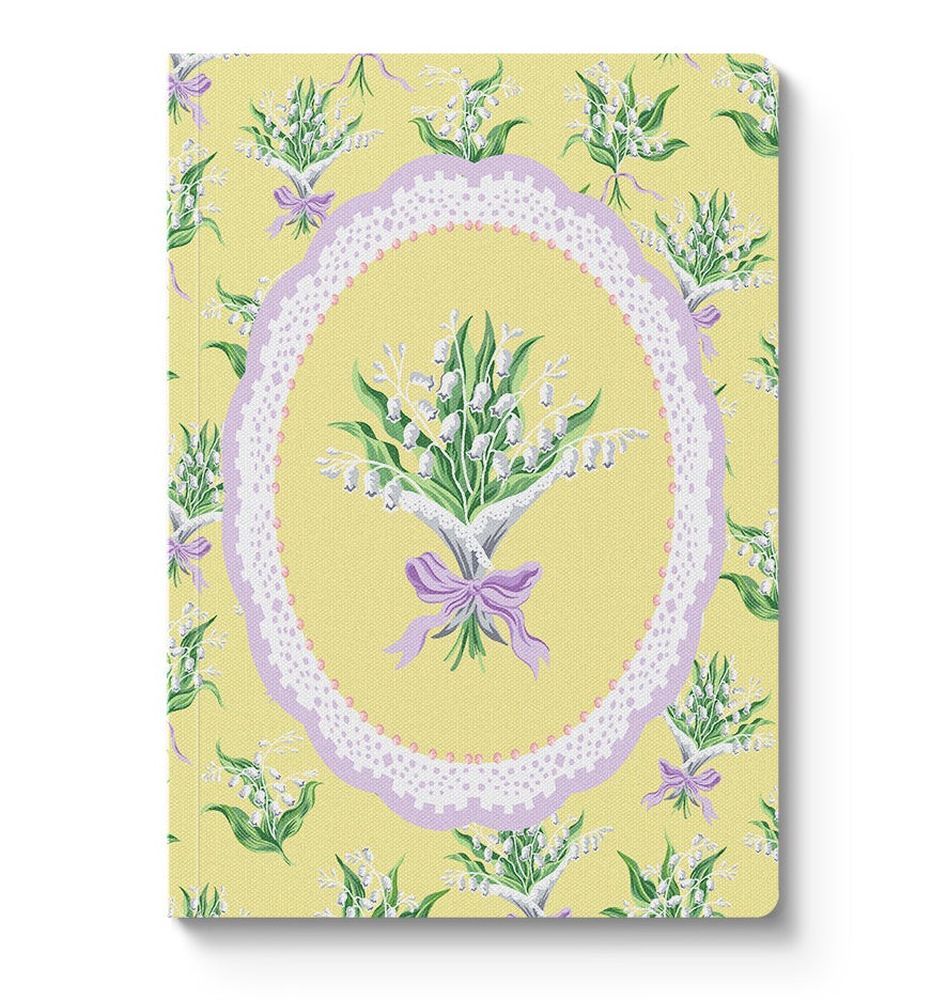 [CK-SN-3-A5-13165] Cath Kidston A5 Textured Soft Cover Notebook-Yellow Lily of the Valley Vignette
