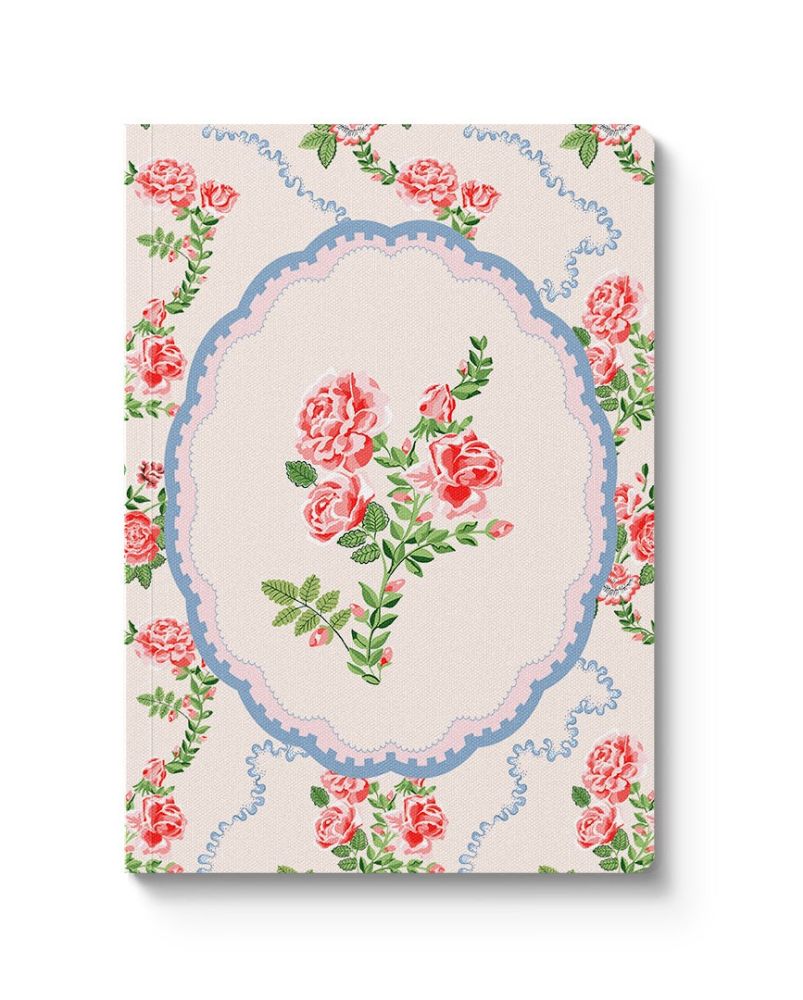 [CK-SN-5-A6-13168] A6 Textured Soft Cover Notebook-Rose Flutter Vignette