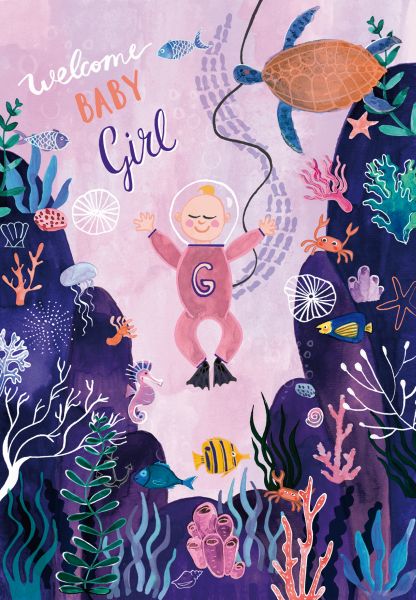 [RD-C-BA073] Card-Baby Girl Ocean