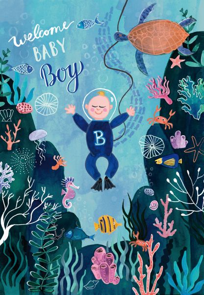 [RD-C-BA075] Card-Baby Boy Ocean