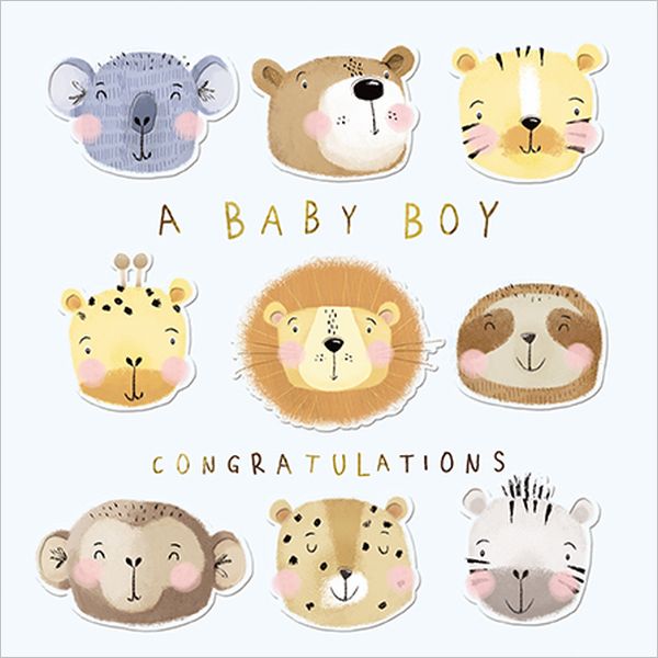 [GB-C-OC0074] Embossed Card-Baby Boy Congratulations