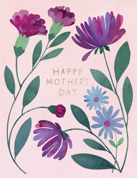 [EF-CMD-SP0564] Foil Card-Purple Floral Mother's Day