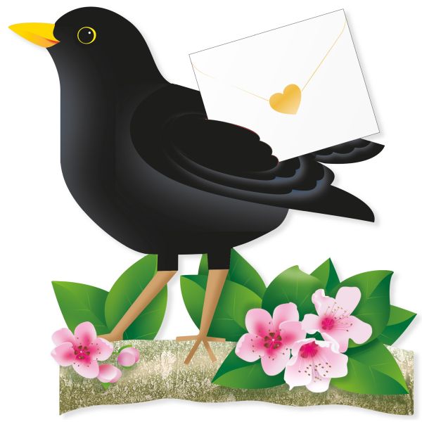 [SD-BI78653] 3D Card-Bird Blackbird