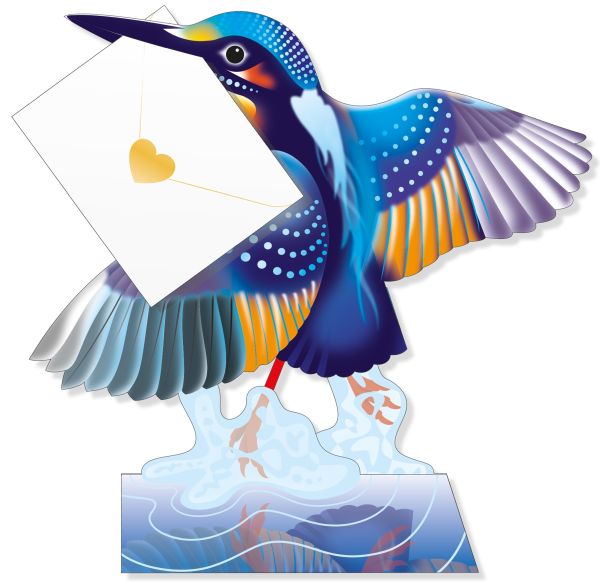 [SD-BI78657] 3D Card-Bird Kingfisher