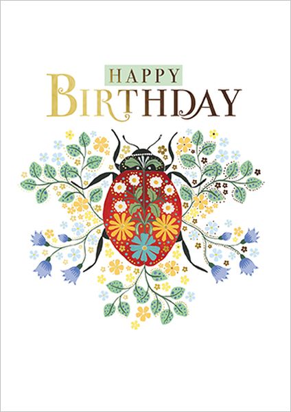 [GB-C-OP0002] Foil Card-Ladybird with Patterned Florals