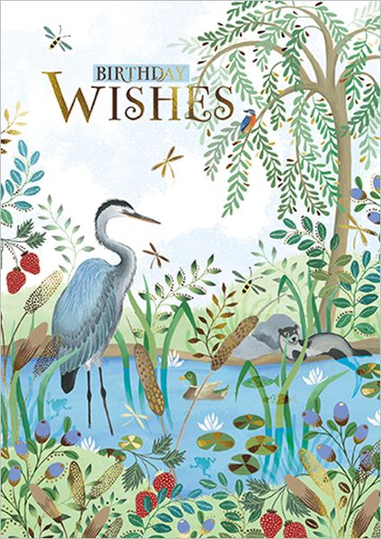 [GB-C-OP0006] Foil Card-Stork by the River
