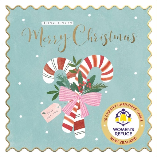 [VE-XCPNZ26021] Christmas Card Wallet-Women's Refuge-Candy Cane