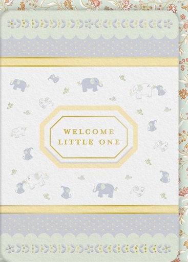 [LA-C-13703] Laura Ashley Foil Card-Welcome Little One Elephant Ditsy
