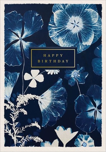 [OD-C-JWB13440] Foil Card-Birthday Blue Hibiscus