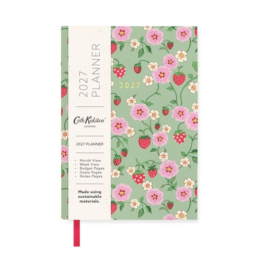 [I-ACK-D27-A6-13635] Cath Kidston A6 Soft Cover Diary-Strawberry Green